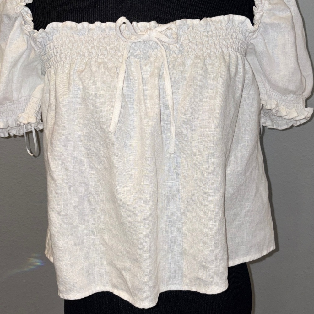 Reformation White 100% Linen Top size S - Picture 8 of 14